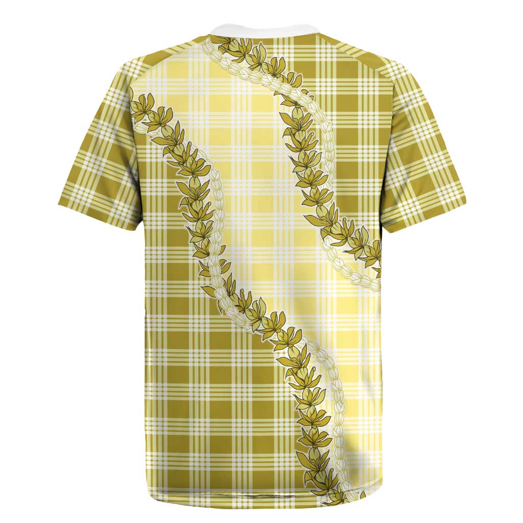 Yellow Hawaii Palaka Rugby Jersey Hawaiian Pikake Lei LT05