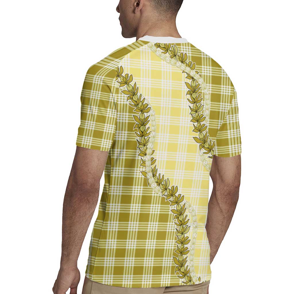Yellow Hawaii Palaka Rugby Jersey Hawaiian Pikake Lei LT05