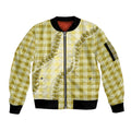 Yellow Hawaii Palaka Sleeve Zip Bomber Jacket Hawaiian Pikake Lei LT05