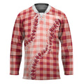Red Hawaii Palaka Hockey Jersey Hawaiian Pikake Lei LT05