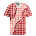 Red Hawaii Palaka Rugby Jersey Hawaiian Pikake Lei LT05