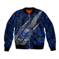 Polynesian Samoa Bomber Jacket with Coat Of Arms Claws Style - Blue LT6
