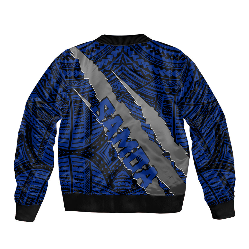 Polynesian Samoa Bomber Jacket with Coat Of Arms Claws Style - Blue LT6