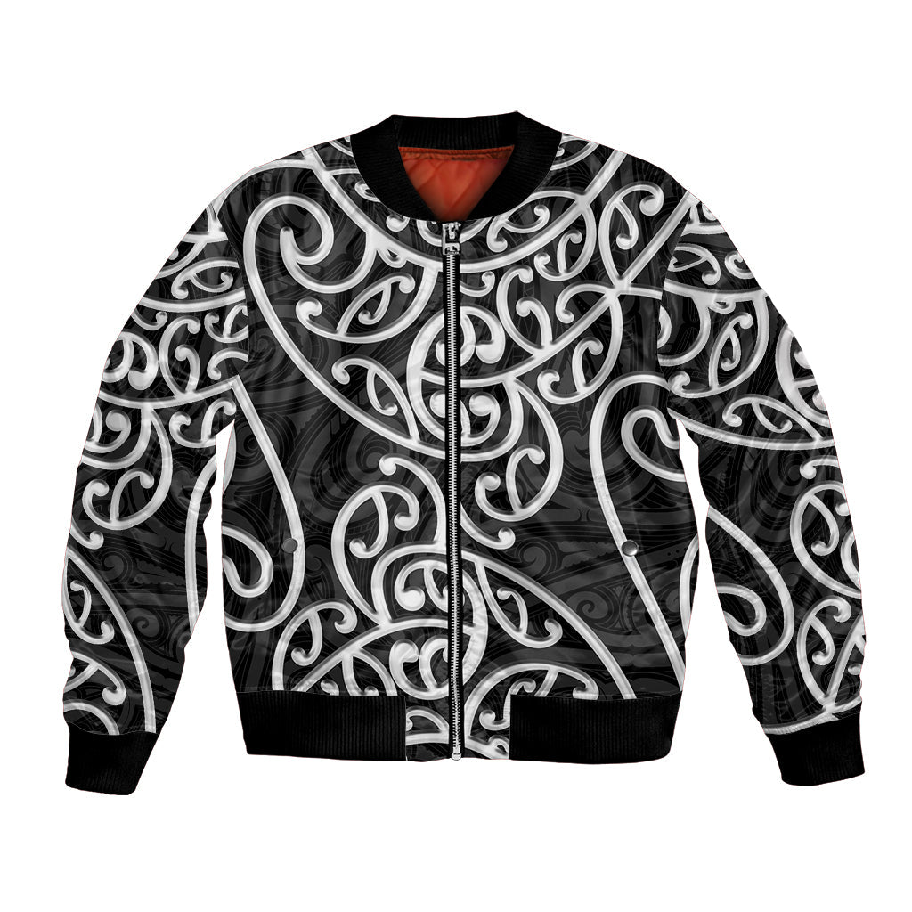 New Zealand Bomber Jacket Maori Pattern White LT6