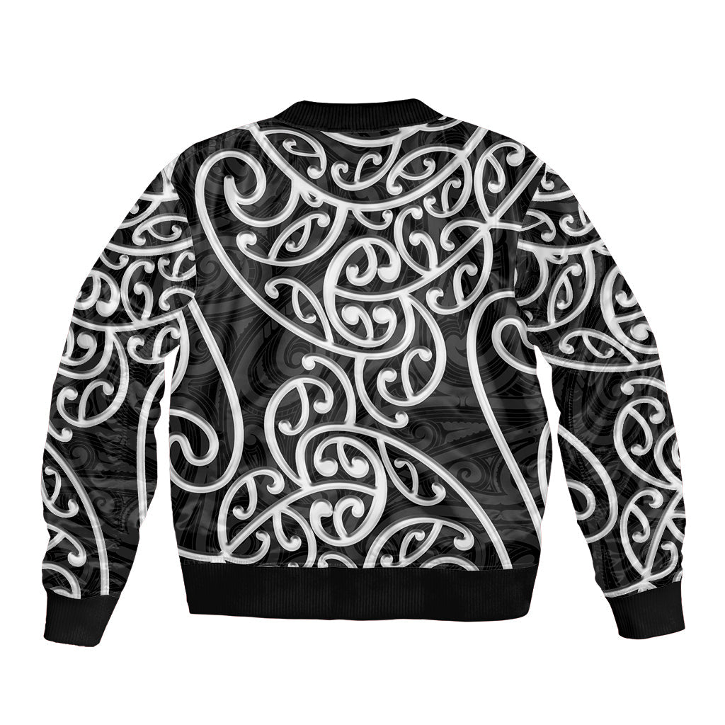 New Zealand Bomber Jacket Maori Pattern White LT6