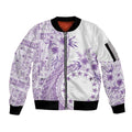 Kia Orana Cook Islands Sleeve Zip Bomber Jacket Tiare and Stars - Lavender LT7