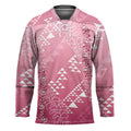 Hawaii Rose Pink Kapa Hockey Jersey Vintage 'Ohe Kāpala Motifs Mix Plumeria Leis LT7