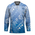 Hawaii Royal Blue Kapa Hockey Jersey Vintage 'Ohe Kāpala Motifs Mix Plumeria Leis LT7