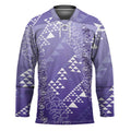 Hawaii Lavender Kapa Hockey Jersey Vintage 'Ohe Kāpala Motifs Mix Plumeria Leis LT7