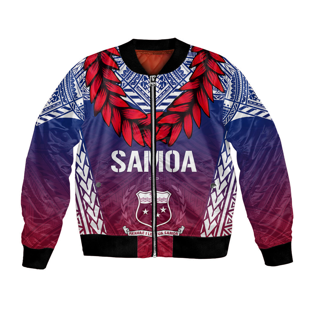 Personalised Samoa Independence Day Bomber Jacket Ula Fala Gradient Color LT7