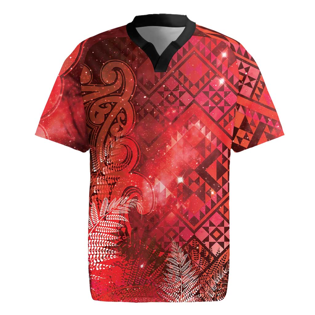 Aotearoa Taniko Matariki Rugby Jersey Cosmic Red LT7