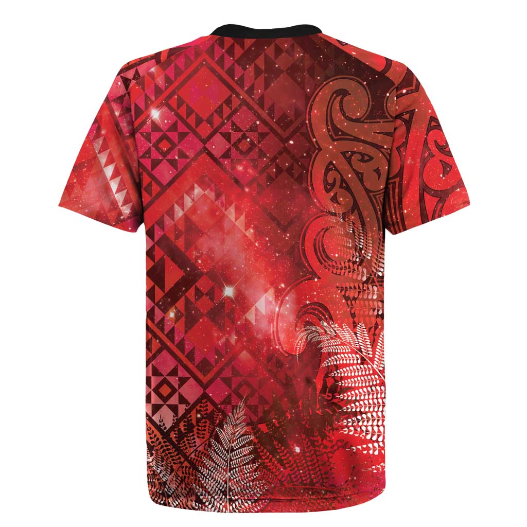 Aotearoa Taniko Matariki Rugby Jersey Cosmic Red LT7