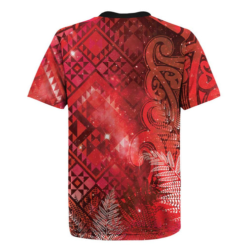 Aotearoa Taniko Matariki Rugby Jersey Cosmic Red LT7