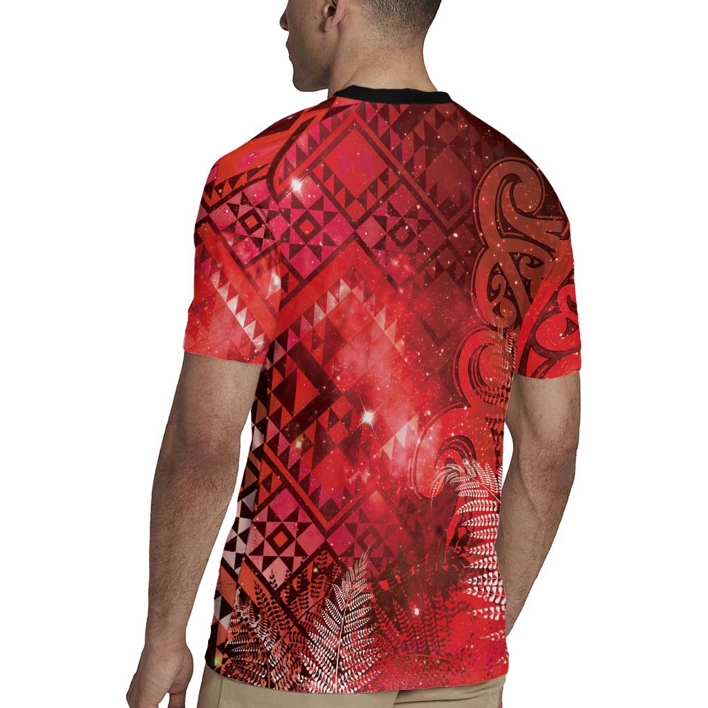 Aotearoa Taniko Matariki Rugby Jersey Cosmic Red LT7