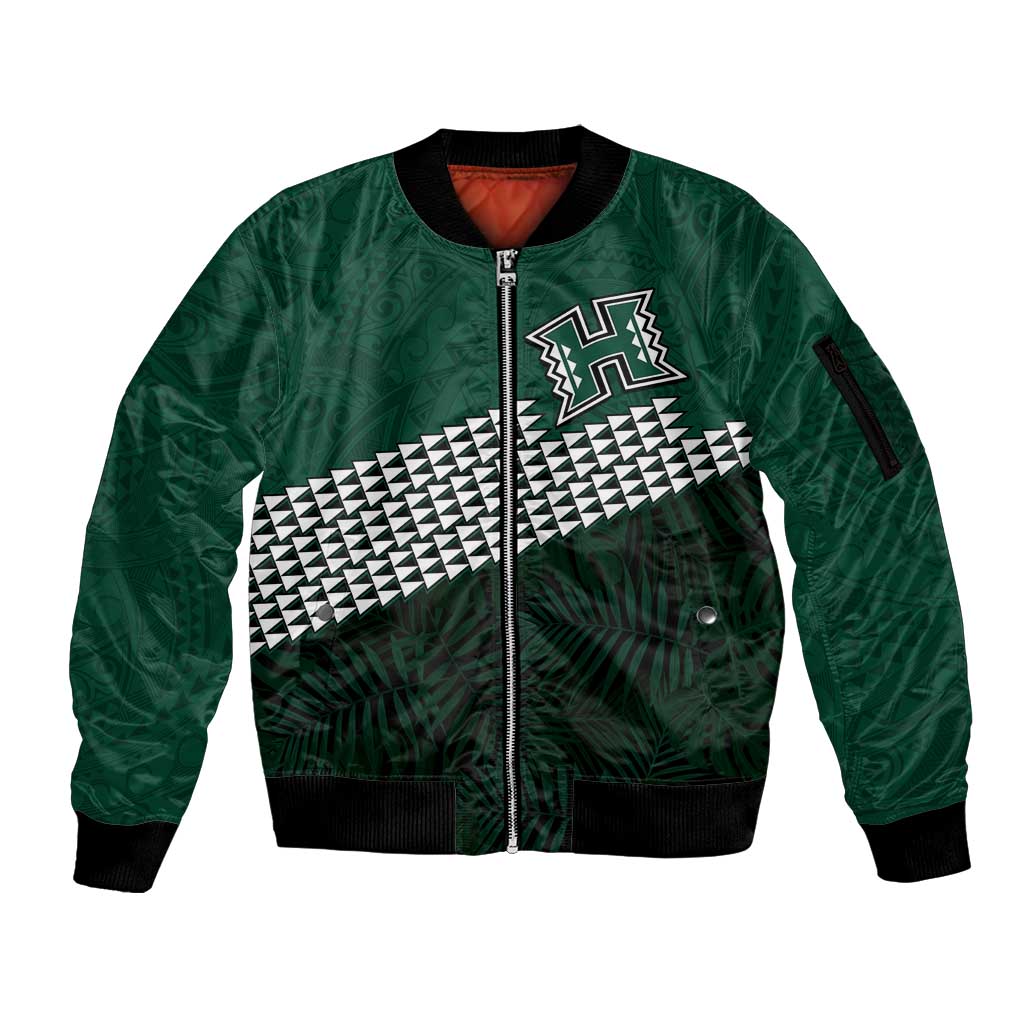 Hawaii Rainbow Warriors Alumni Custom Sleeve Zip Bomber Jacket Kanaka Arrows Tropical Vibes LT7
