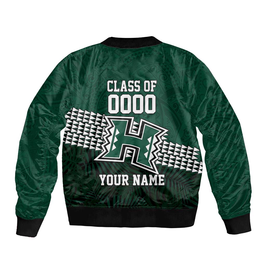 Hawaii Rainbow Warriors Alumni Custom Sleeve Zip Bomber Jacket Kanaka Arrows Tropical Vibes LT7
