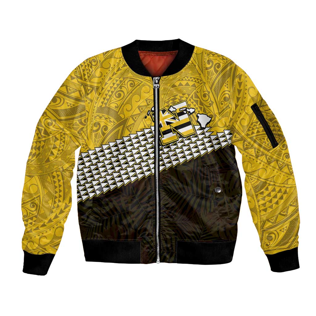 Hawaii Nanakuli High Alumni Custom Sleeve Zip Bomber Jacket Kanaka Arrows Tropical Vibes LT7
