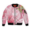Aloha Hawaii Maui Sleeve Zip Bomber Jacket Goddess Lokelani Rose LT7