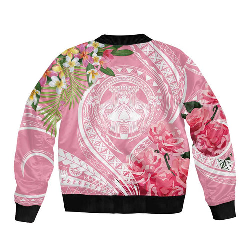 Aloha Hawaii Maui Sleeve Zip Bomber Jacket Goddess Lokelani Rose LT7