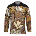 Personalised Hawaii Tribal Humpback Whale Hockey Jersey Melemele Hibiscus Seamless Pattern LT9