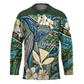 Personalised Hawaii Tribal Humpback Whale Hockey Jersey Omaomao Hibiscus Seamless Pattern LT9