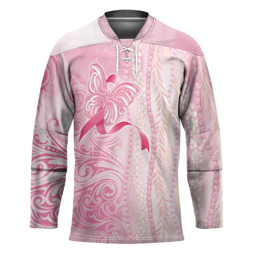 Breast Cancer Awareness Hockey Jersey Maile Pikake Lokelani Crown Flower Lei Inspired LT9
