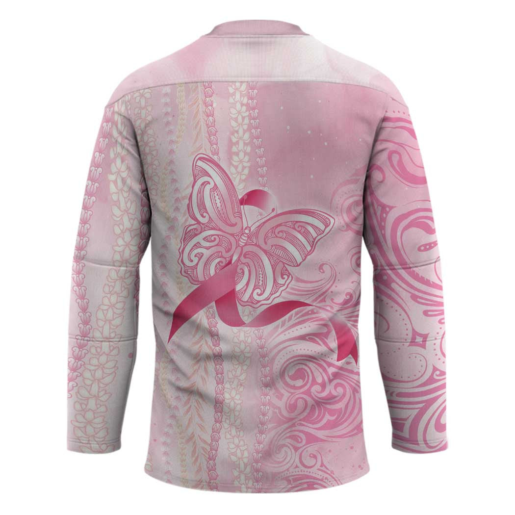 Breast Cancer Awareness Hockey Jersey Maile Pikake Lokelani Crown Flower Lei Inspired LT9