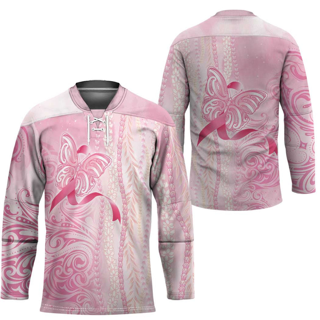 Breast Cancer Awareness Hockey Jersey Maile Pikake Lokelani Crown Flower Lei Inspired LT9