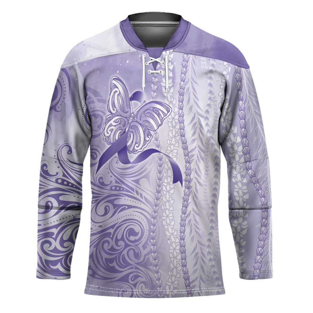 Epilepsy Awareness Hockey Jersey Maile Pikake Lokelani Crown Flower Lei Inspired LT9