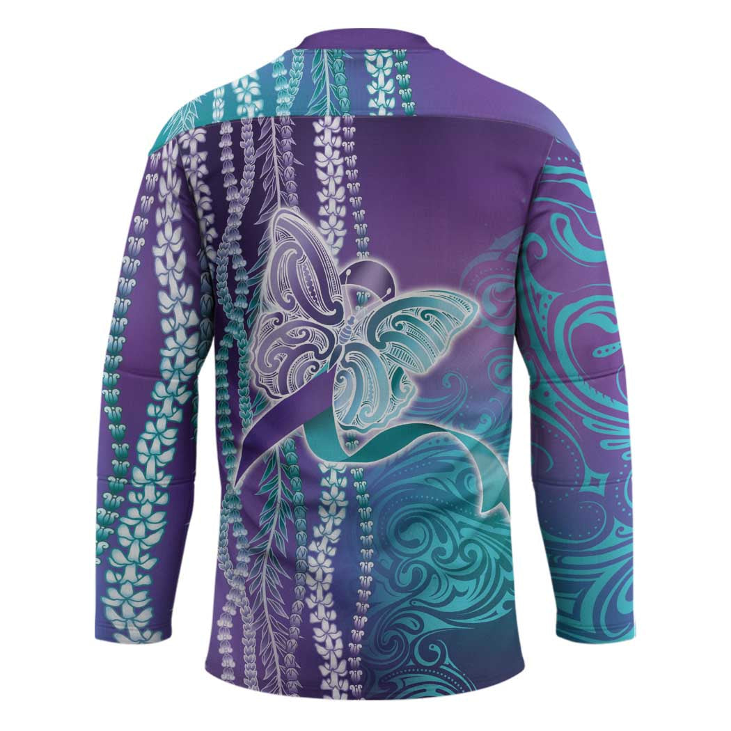 Suicide Prevention Awareness Hockey Jersey Maile Pikake Lokelani Crown Flower Lei Inspired LT9