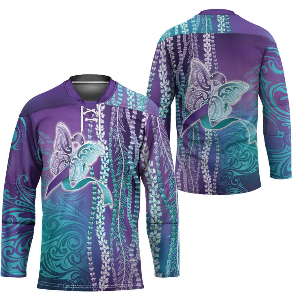 Suicide Prevention Awareness Hockey Jersey Maile Pikake Lokelani Crown Flower Lei Inspired LT9