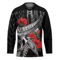 Hawaiian Honu Personalized Hockey Jersey Black Tribal Hook Pattern LT9