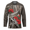 Hawaiian Honu Personalized Hockey Jersey Mocha Mousse Hibiscus Tribal Hook Pattern LT9