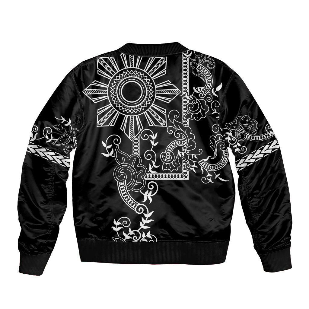 Filipino Sun Tribal Tattoo Bomber Jacket Philippines Inspired Barong Simple Black LT9