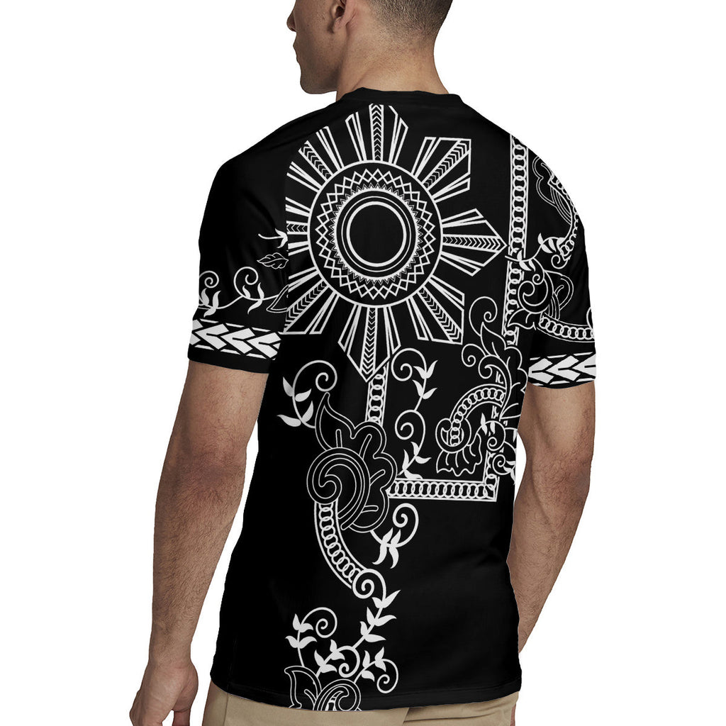 Filipino Sun Tribal Tattoo Rugby Jersey Philippines Inspired Barong Simple Black LT9