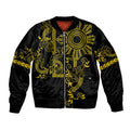 Filipino Sun Tribal Tattoo Bomber Jacket Philippines Inspired Barong Simple Gold LT9
