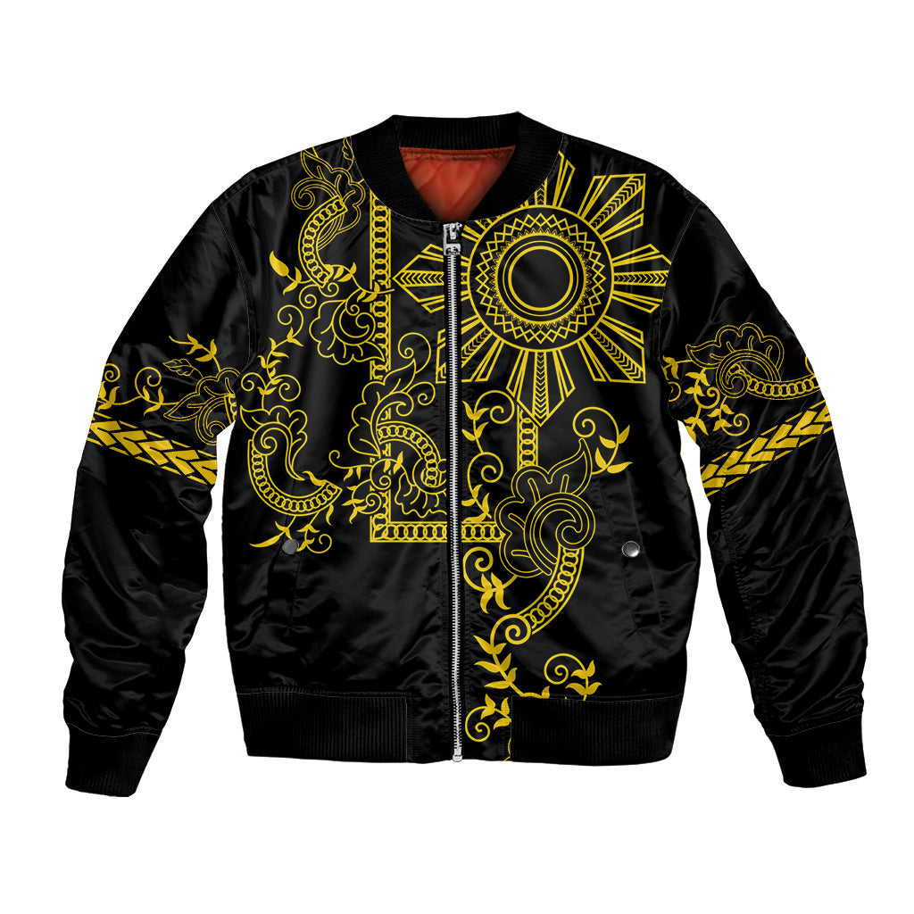 Filipino Sun Tribal Tattoo Bomber Jacket Philippines Inspired Barong Simple Gold LT9