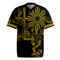 Filipino Sun Tribal Tattoo Rugby Jersey Philippines Inspired Barong Simple Gold LT9