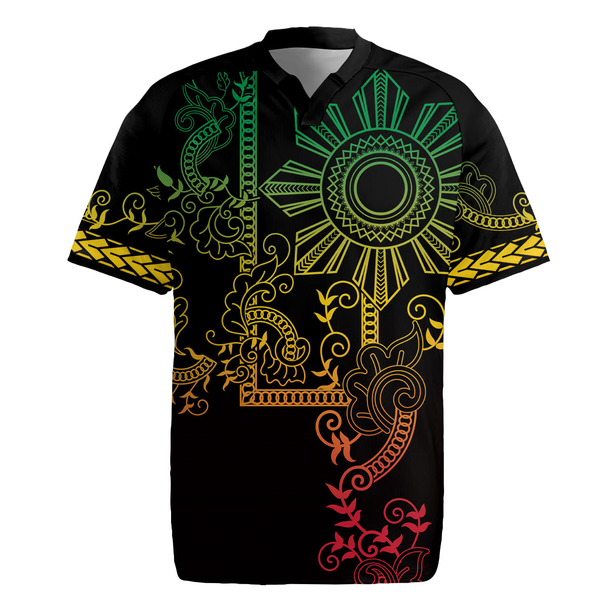 Filipino Sun Tribal Tattoo Rugby Jersey Philippines Inspired Barong Reggae Art LT9