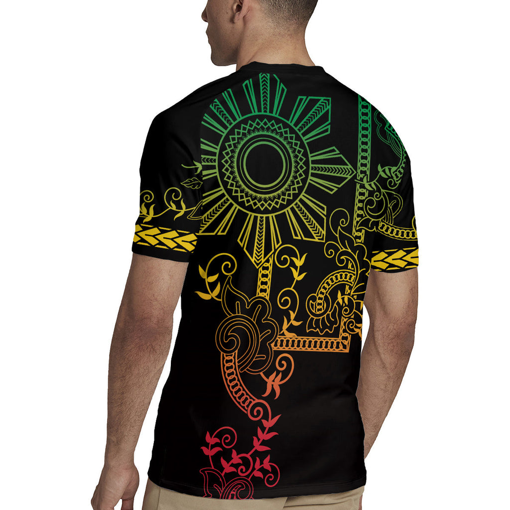 Filipino Sun Tribal Tattoo Rugby Jersey Philippines Inspired Barong Reggae Art LT9