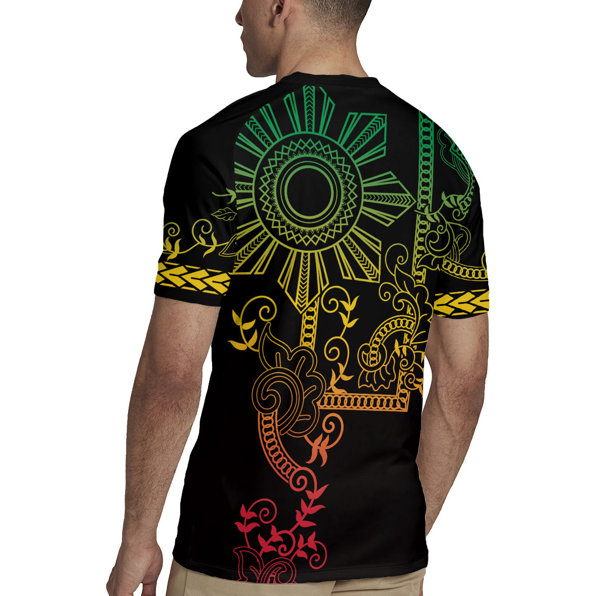 Filipino Sun Tribal Tattoo Rugby Jersey Philippines Inspired Barong Reggae Art LT9