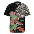 Personalized Japanese Koi Fish Rugby Jersey with Polynesian Pattern LT9