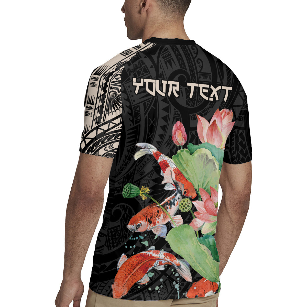 Personalized Japanese Koi Fish Rugby Jersey with Polynesian Pattern LT9