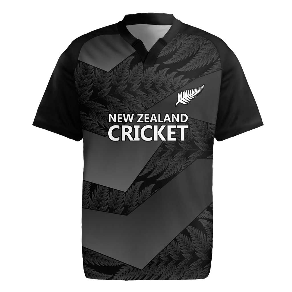 New Zealand Cricket Custom Rugby Jersey Potae Pango Black Fern Pattern LT9