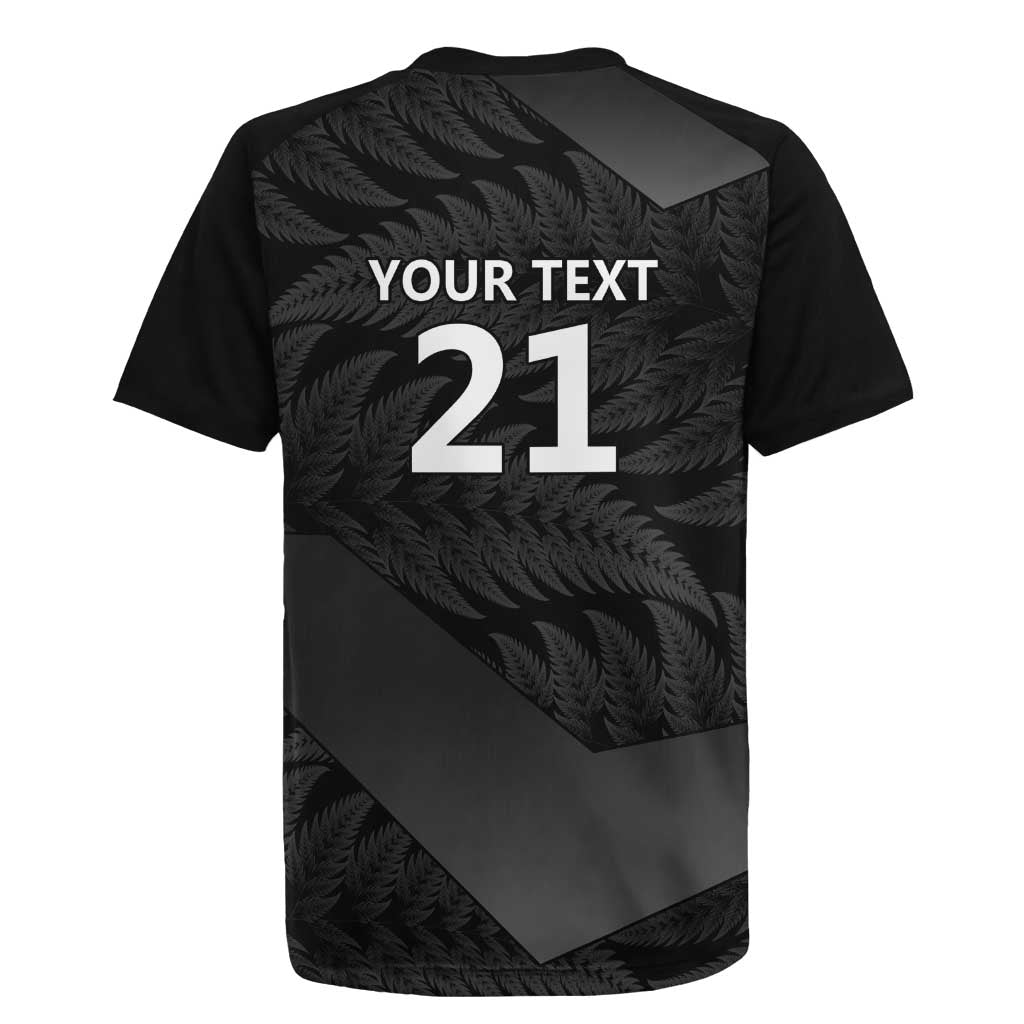 New Zealand Cricket Custom Rugby Jersey Potae Pango Black Fern Pattern LT9