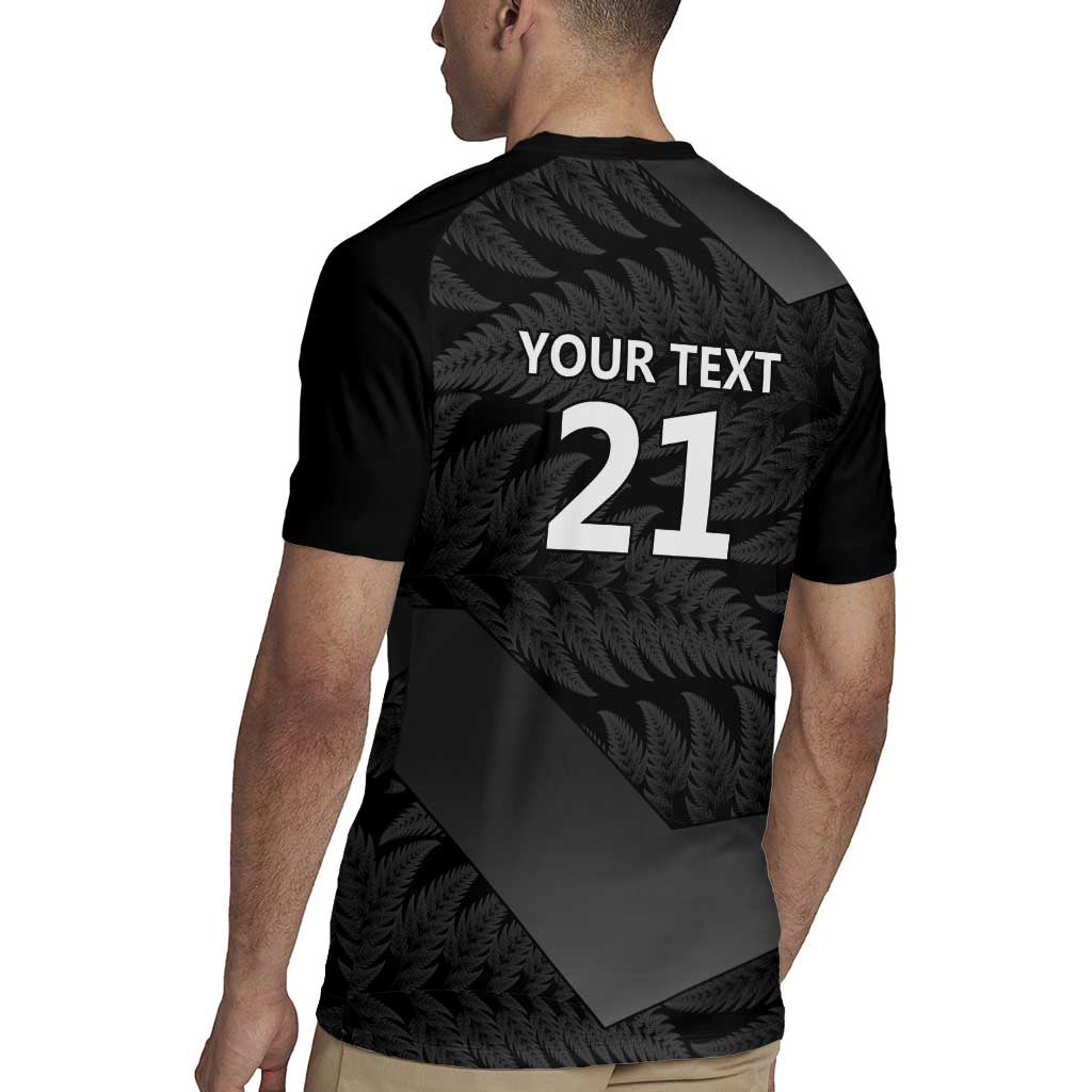 New Zealand Cricket Custom Rugby Jersey Potae Pango Black Fern Pattern LT9