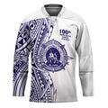 Tonga Queen Salote College 100th Years Hockey Jersey White Tonga Kupesi Uniquely Pacific Art LT9