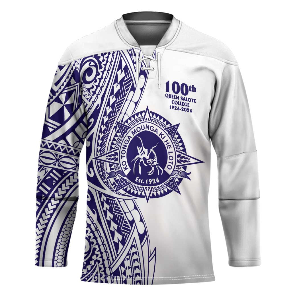 Tonga Queen Salote College 100th Years Hockey Jersey White Tonga Kupesi Uniquely Pacific Art LT9