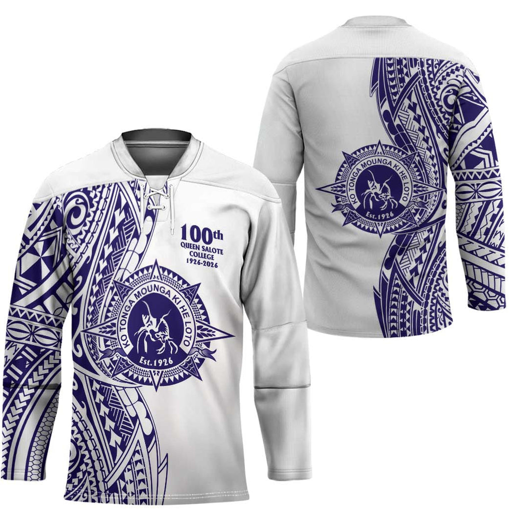 Tonga Queen Salote College 100th Years Hockey Jersey White Tonga Kupesi Uniquely Pacific Art LT9