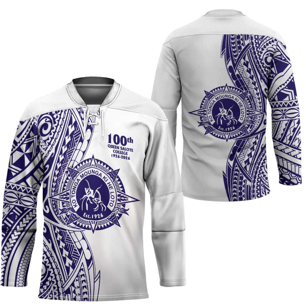 Tonga Queen Salote College 100th Years Hockey Jersey White Tonga Kupesi Uniquely Pacific Art LT9